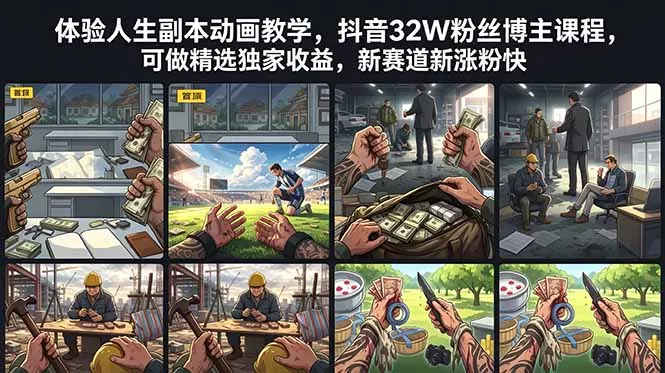 体验人生副本动画教学， 抖音32W粉丝博主课程，可做精选独家收益，新赛道新涨粉快-心思维创富网_网上创业教程_网络创业项目