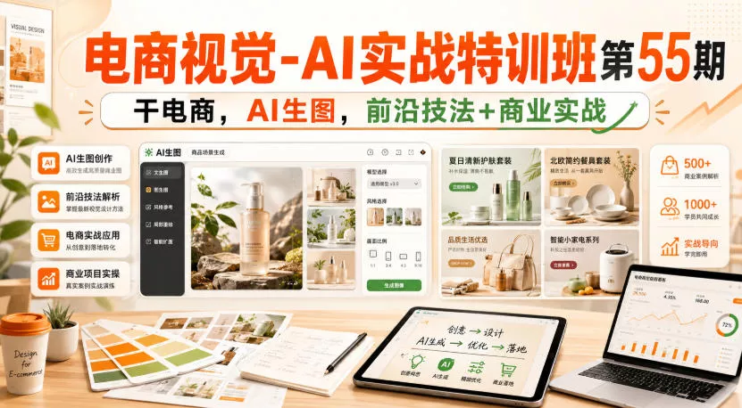 电商视觉-AI实战特训班第55期，干电商，AI生图，前沿技法+商业实战-心思维创富网_网上创业教程_网络创业项目
