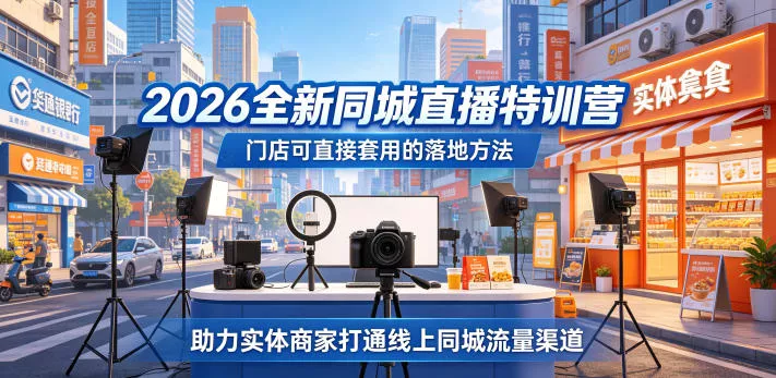 2026全新同城直播特训营，门店可直接套用的落地方法，助力实体商家打通线上同城流量渠道-心思维创富网_网上创业教程_网络创业项目