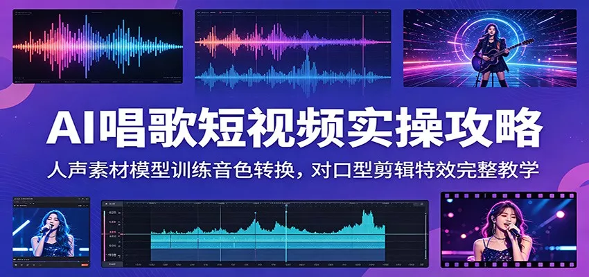 AI唱歌短视频实操攻略：人声素材模型训练音色转换，对口型剪辑特效完整教学-心思维创富网_网上创业教程_网络创业项目