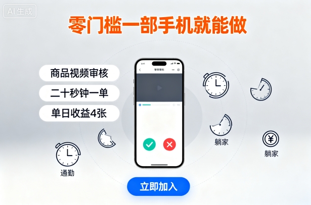 零门槛一部手机就能做，商品视频审核，通勤躺家碎片时间都能做，二十秒钟一单，单日收益4张【揭秘】-心思维创富网_网上创业教程_网络创业项目